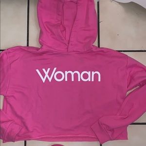 Forever 21 cropped sweater/hoodie - color:pink